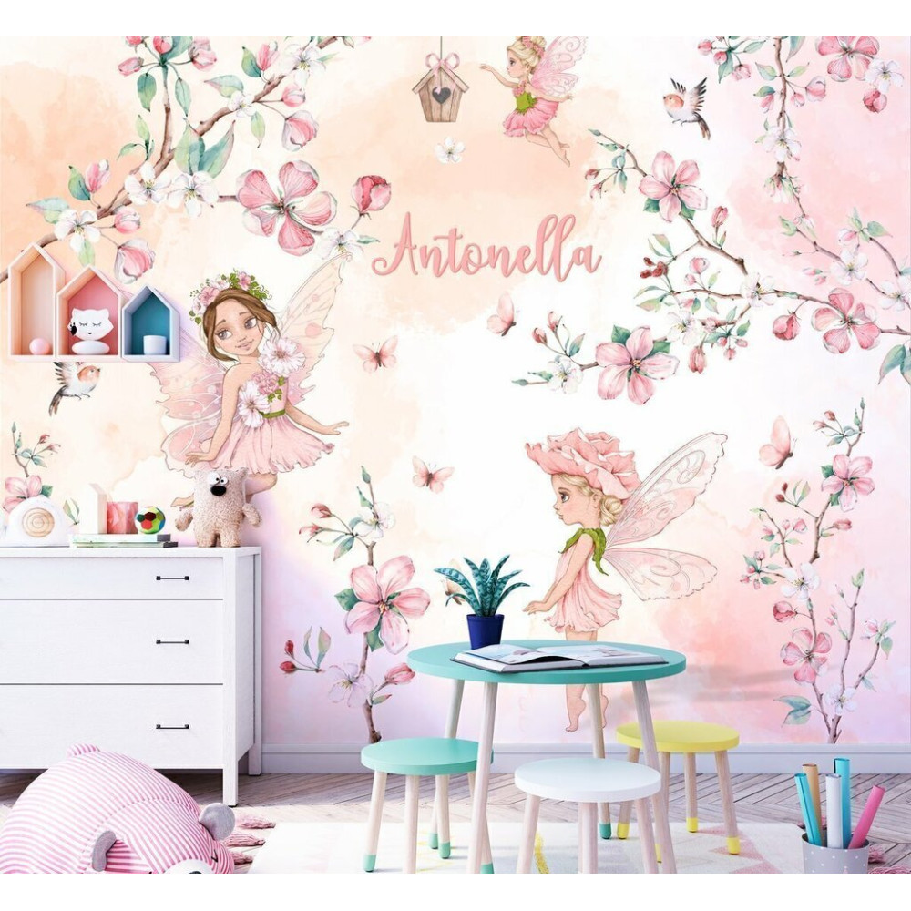 Papel de Parede Personalizado Fadas Florais Cute Papel de Parede Personalizado Fadas Florais Cute
