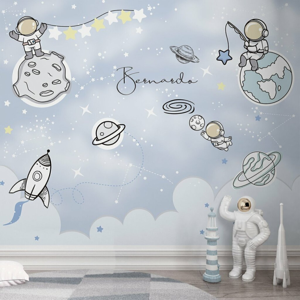 Papel de Parede Personalizado Aventura dos Astronautas