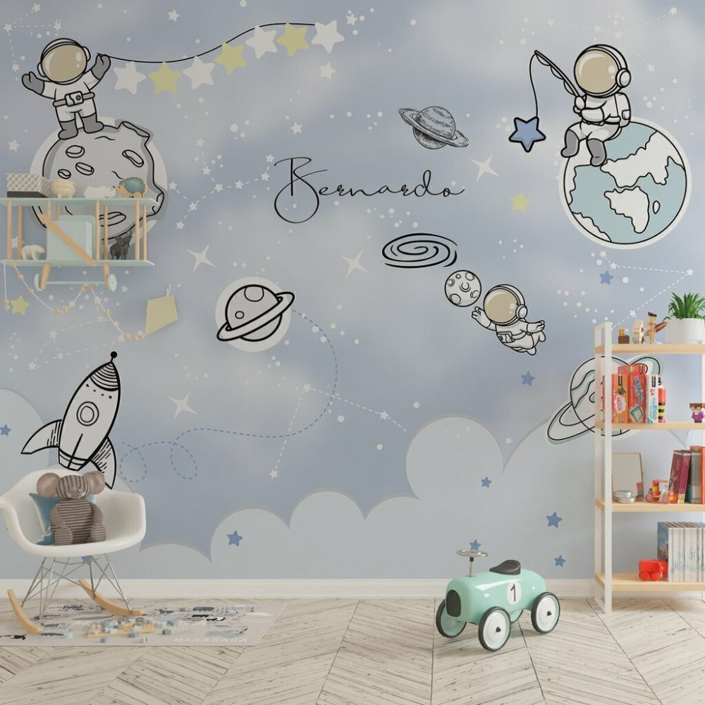 Papel de Parede Personalizado Aventura dos Astronautas