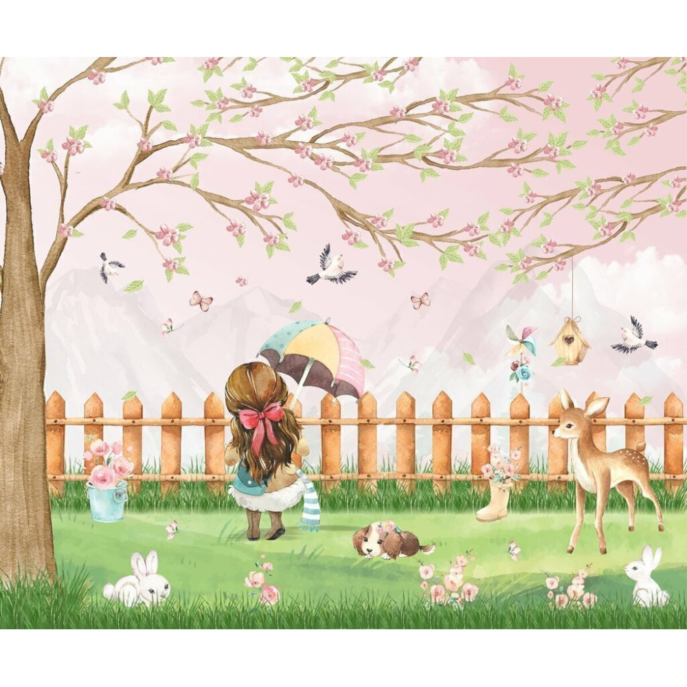 Papel de Parede Personalizado Quintal Aquarela