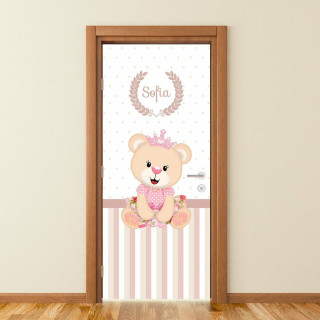Adesivo Personalizado Para Porta Ursinha Princesa