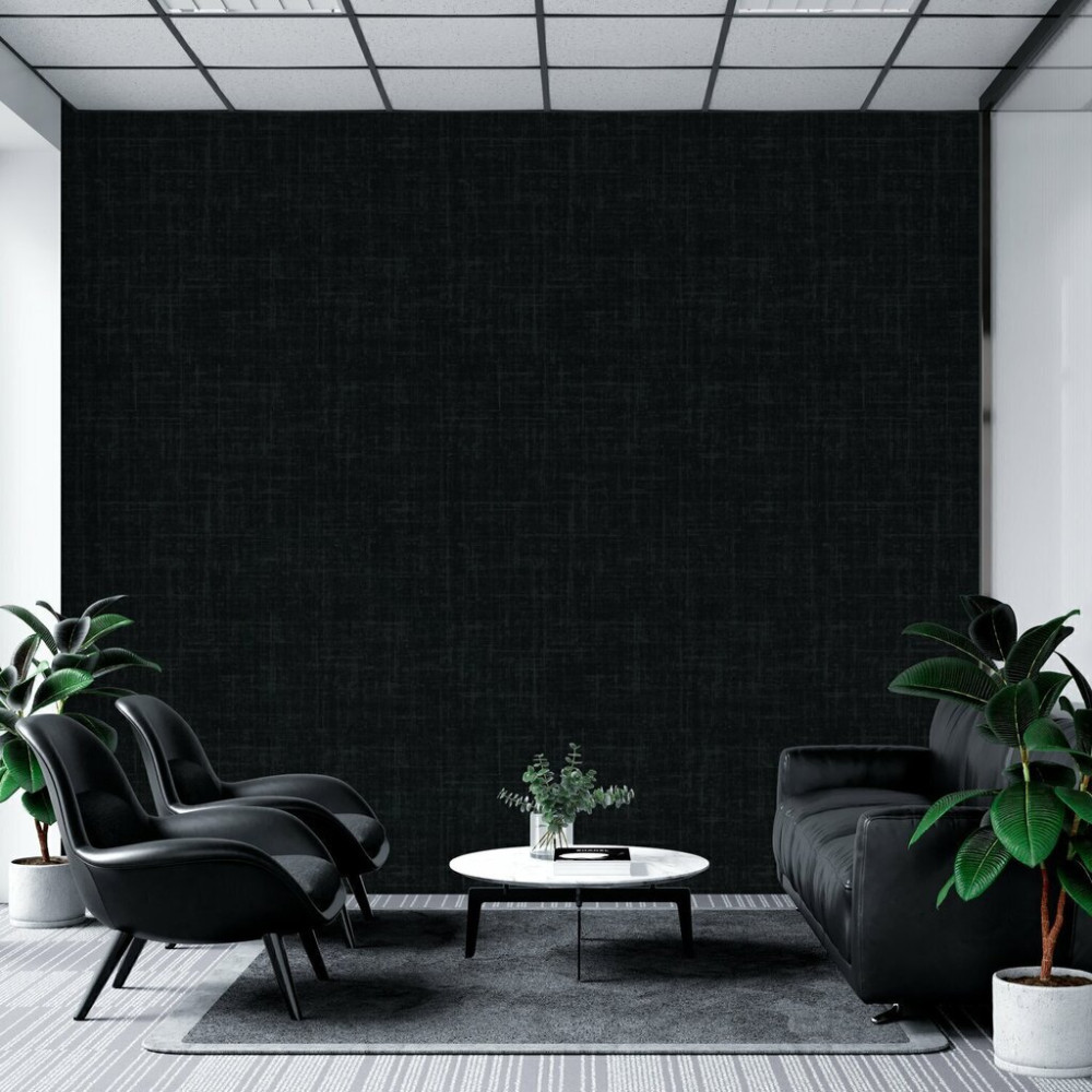 Papel de Parede Tecido Linho Preto Luxo Papel de Parede Tecido Linho Preto Luxo