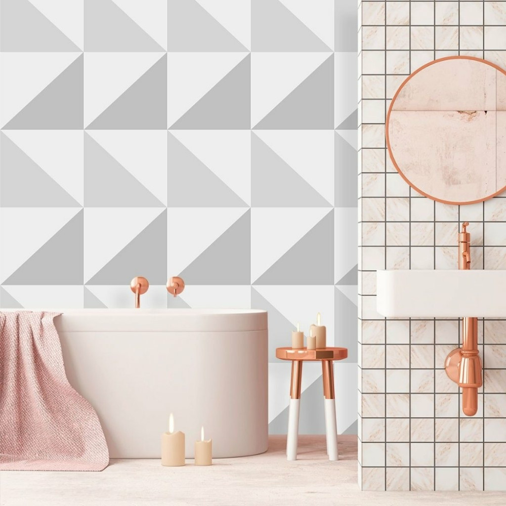 Papel De Parede Personalizado Geométrico Tons De Cinza