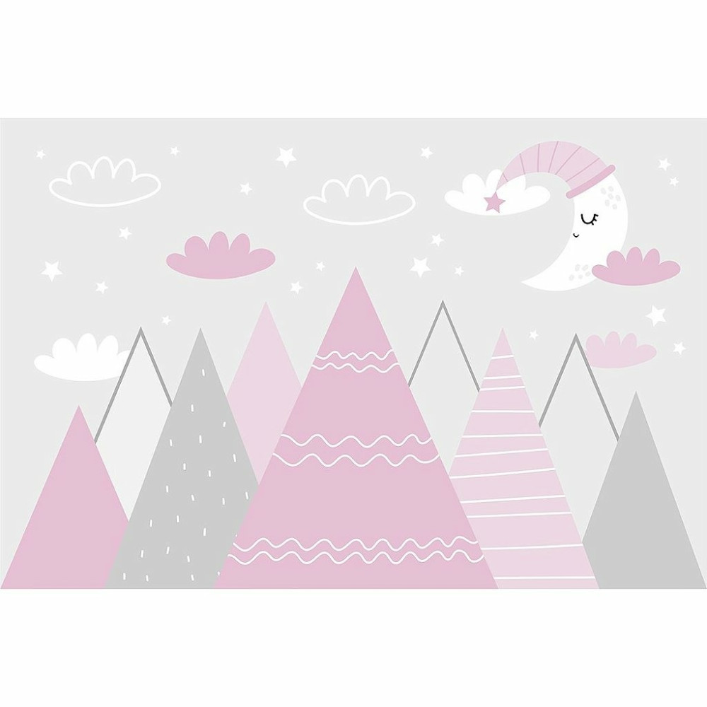 Papel de Parede Personalizado Montanhas Lua-Rosa