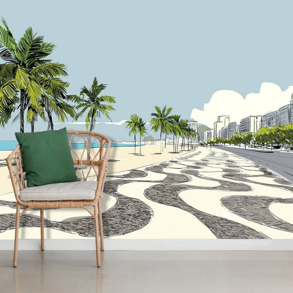 Papel de Parede Personalizado Copacabana Ilustration Papel de Parede Personalizado Copacabana Ilustration