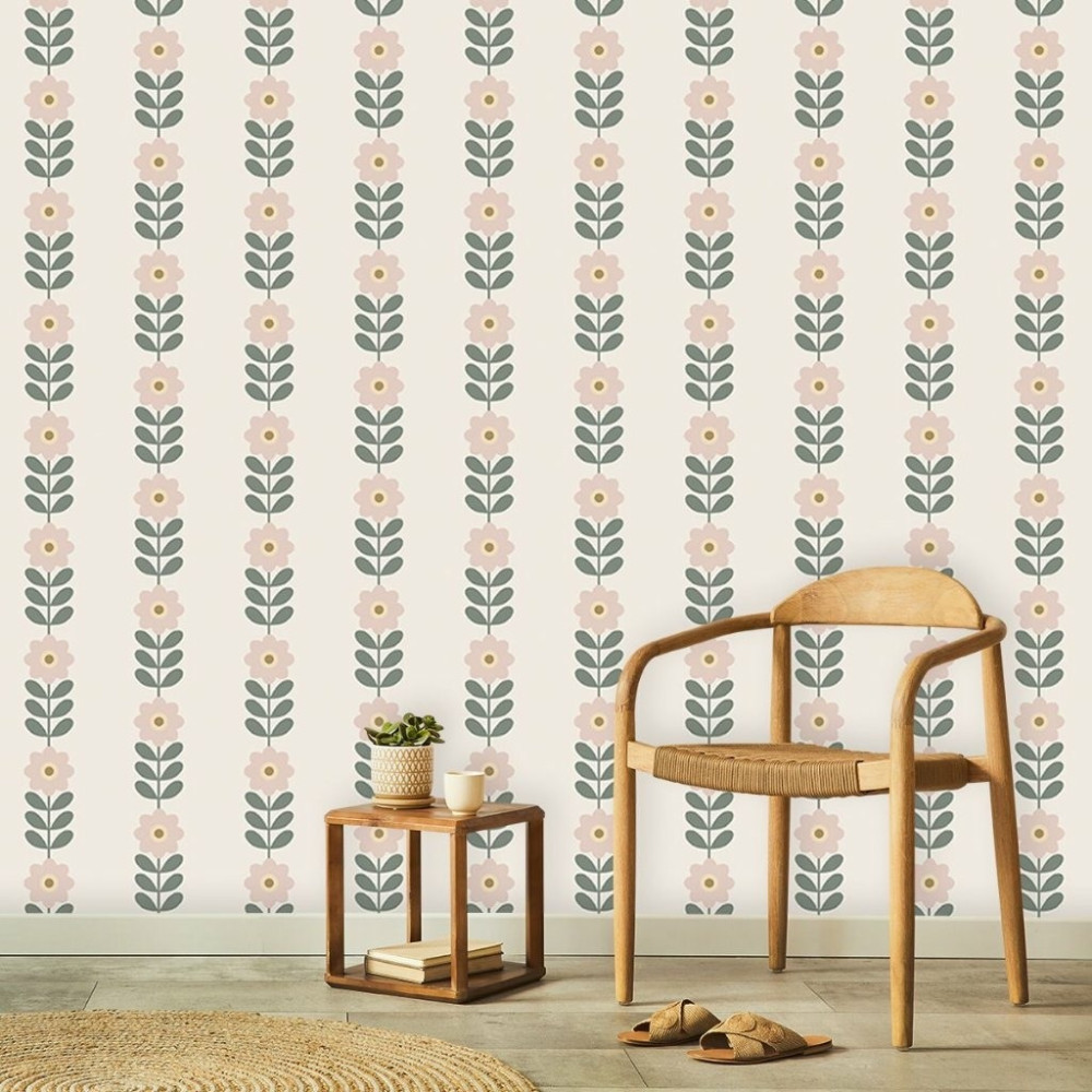 Papel De Parede Personalizado Linhas De Flores
