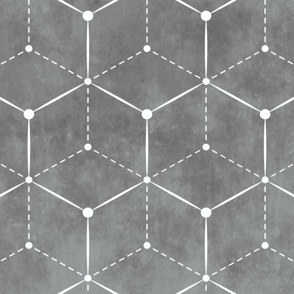 Papel de Parede Geométrico com Cimento Queimado Escuro