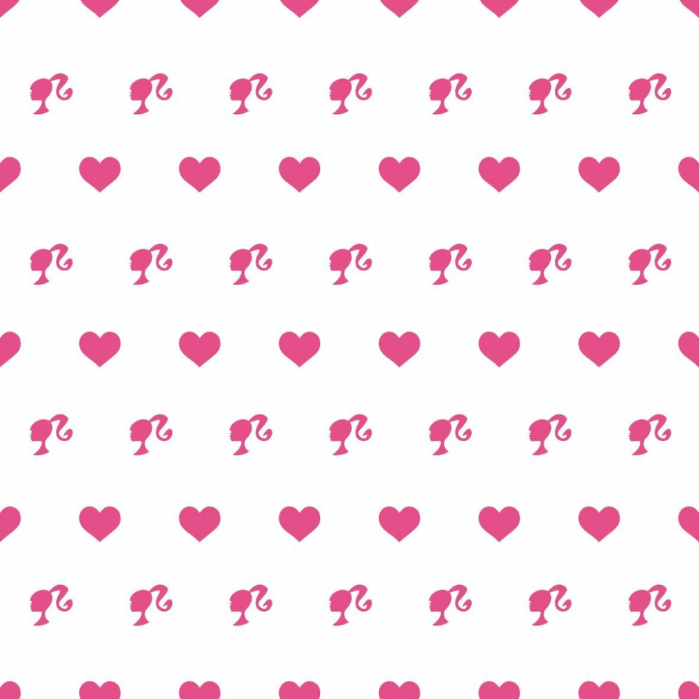 Papel de Parede Teen Listras de Barbie e Coração