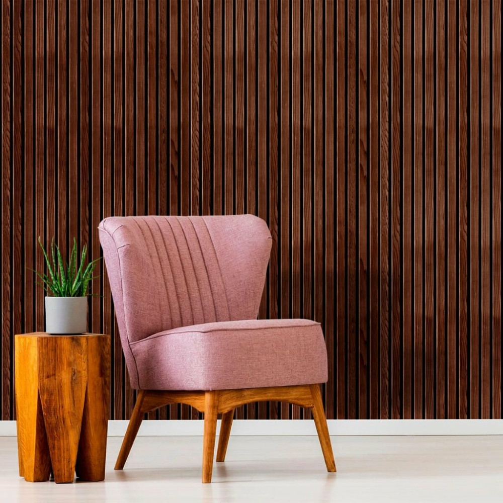 Papel de Parede Madeira Ripada Cacau