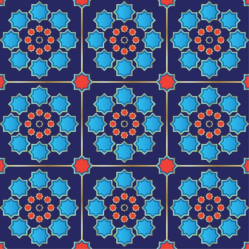 Adesivo de Azulejo Hidráulico Azul e Vermelho