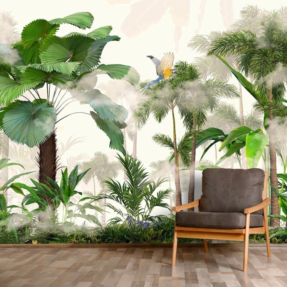 Papel de Parede Personalizado Botânico com Arara Papel de Parede Personalizado Botânico com Arara