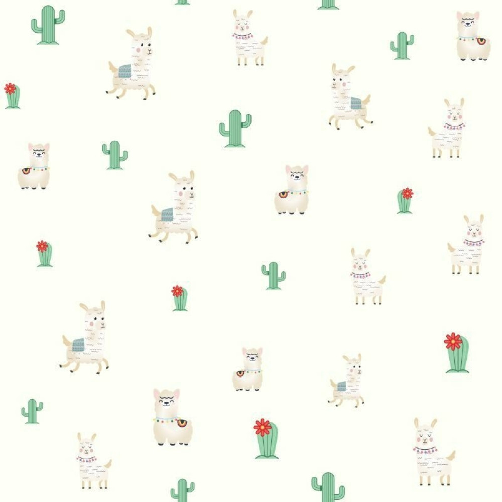 Papel de Parede Lhamas Cute Bege