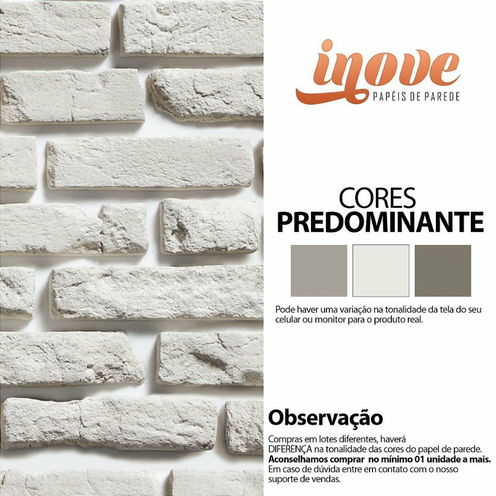 Papel de Parede Tijolinho Branco Rústico Acinzentado