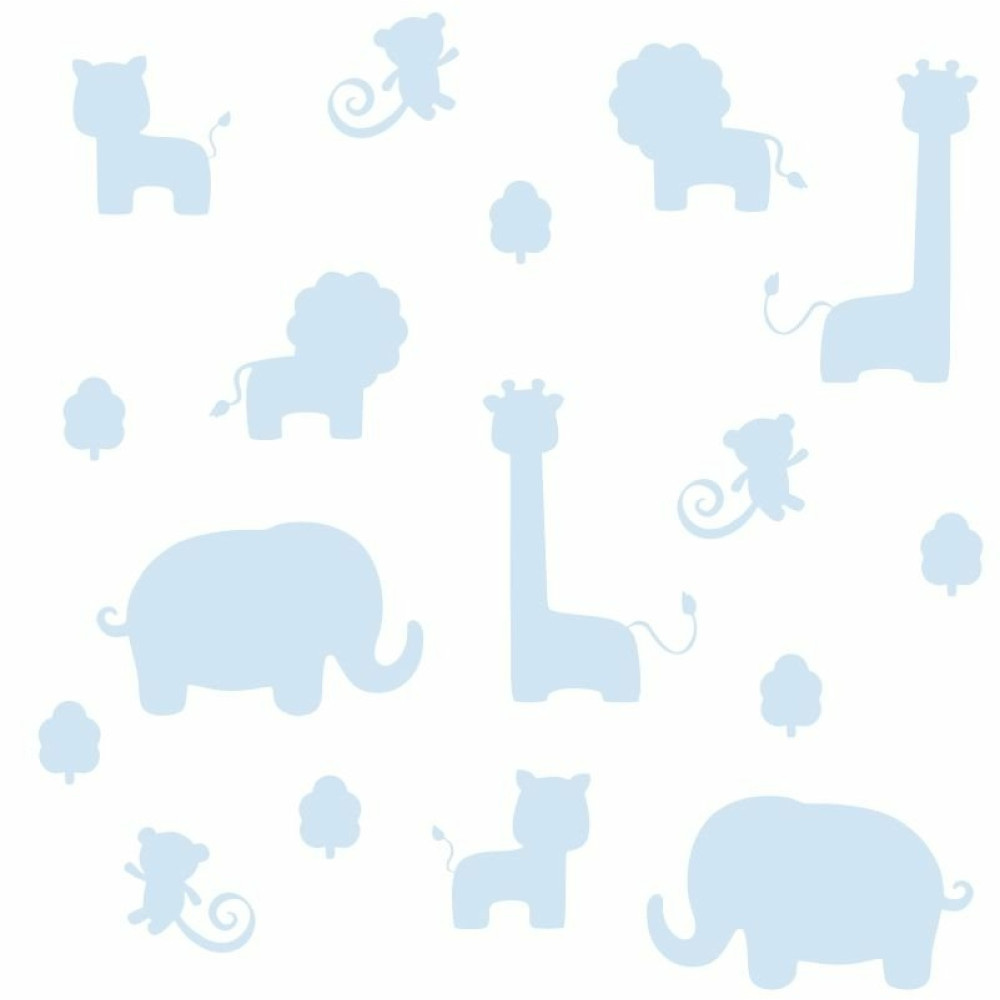 Papel de Parede Baby Safári Branco e Azul