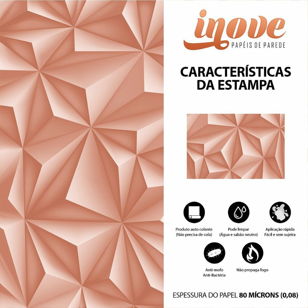 Papel de Parede Geométrico Salmão
