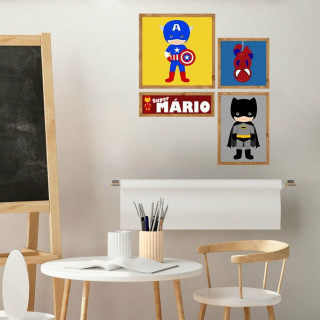 Kit de Placas Decorativas Super Heróis Personalizado