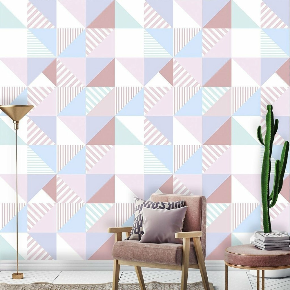 Papel De Parede Personalizado Blocos Coloridos