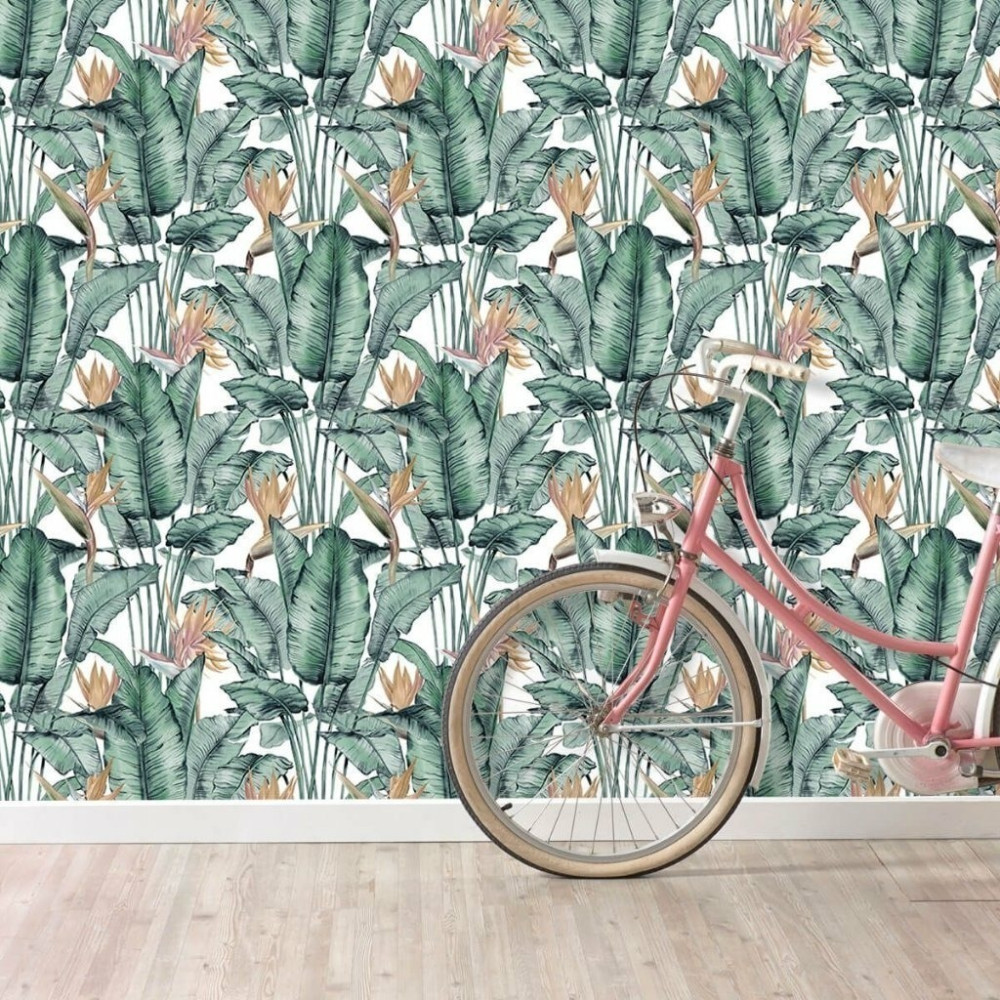 Papel De Parede Personalizado Bananeira Floral