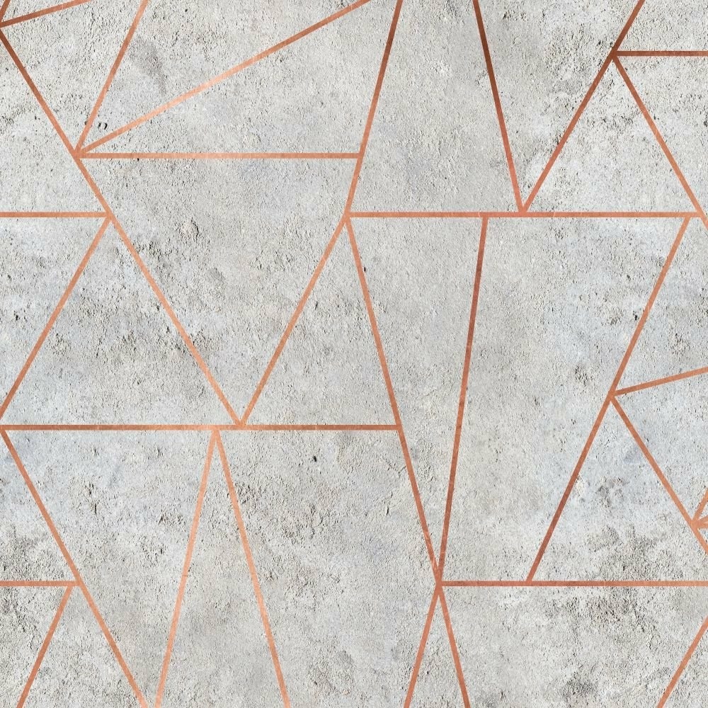 Papel de Parede Geométrico Premium Cimento com Rose