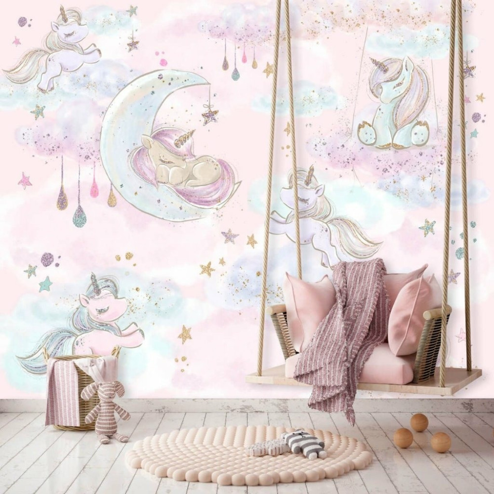 Papel de Parede Personalizado Unicórnios Baby