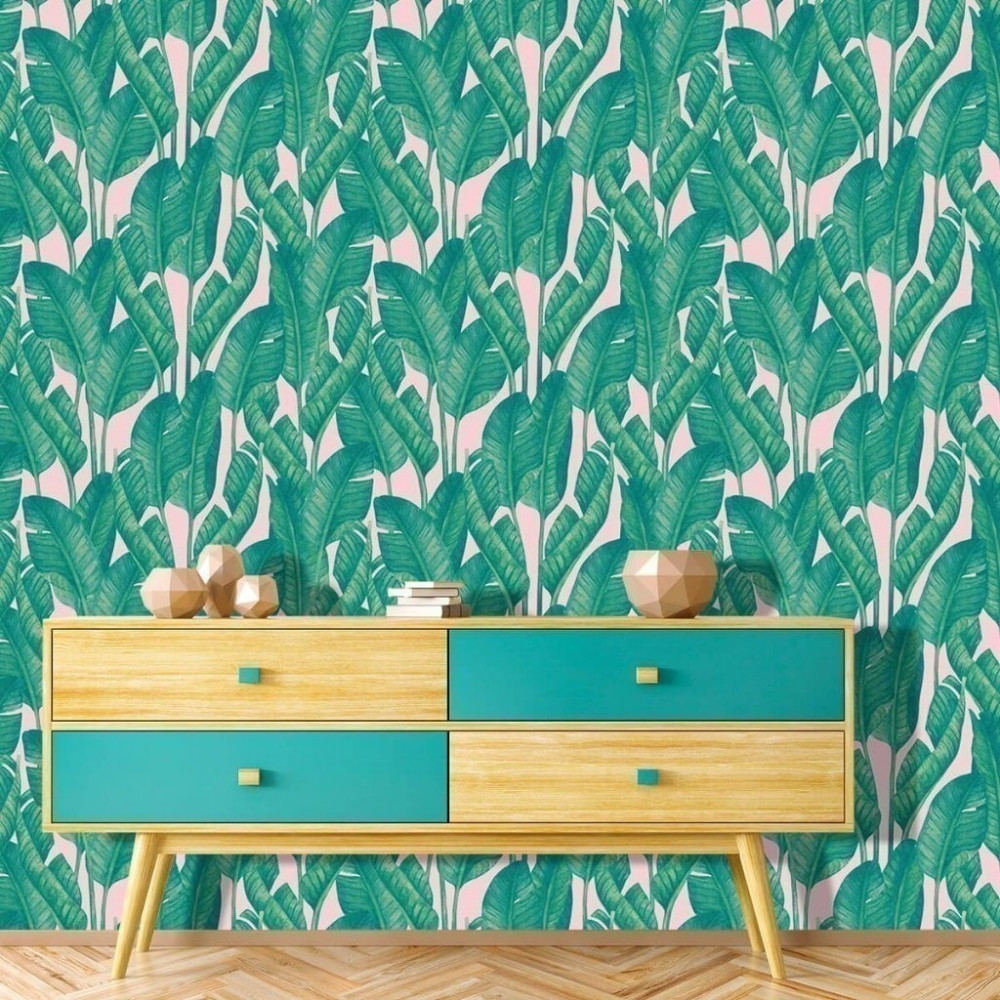 Papel De Parede Personalizado Folhas De Bananeira Verde