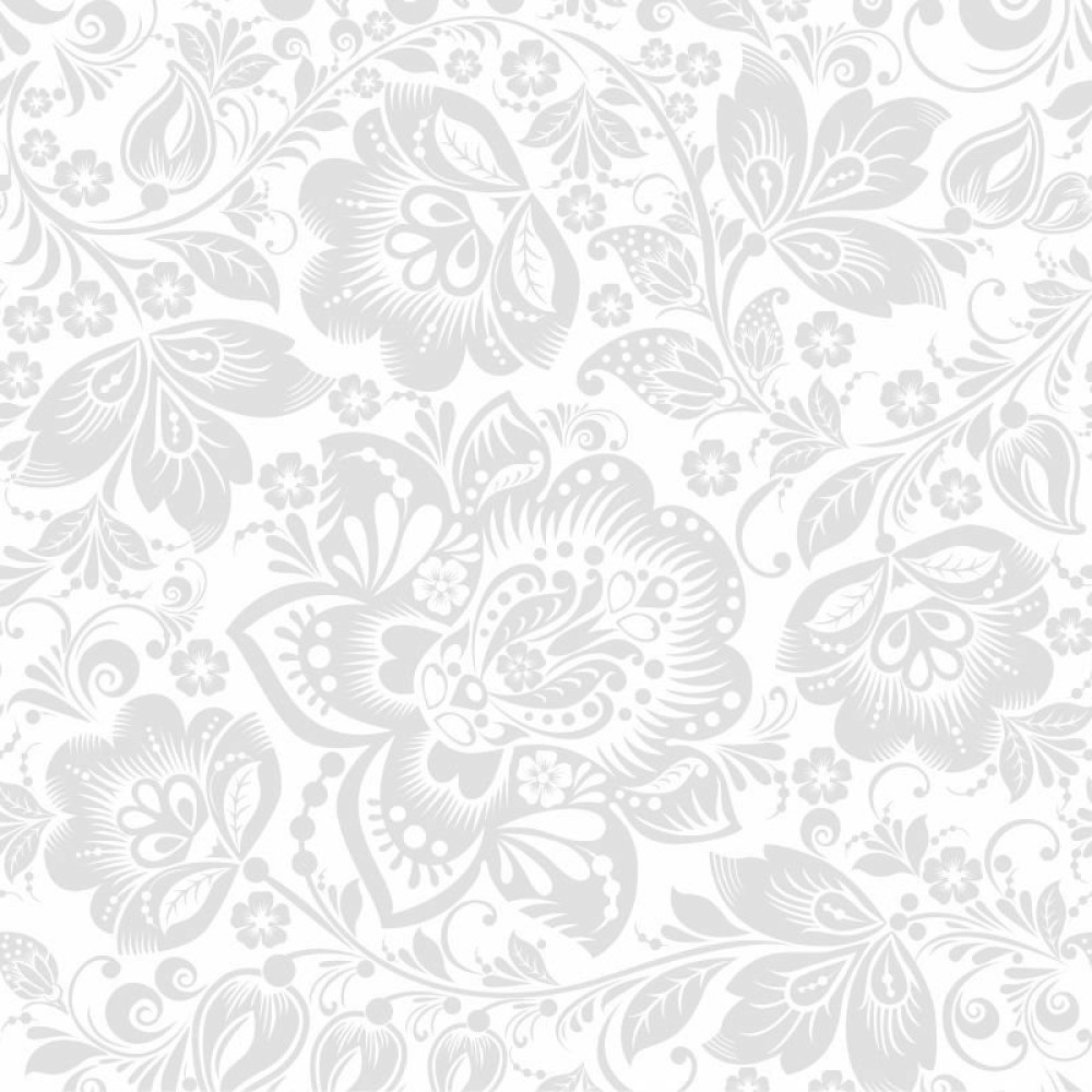 Papel de Parede Floral Branco e Cinza