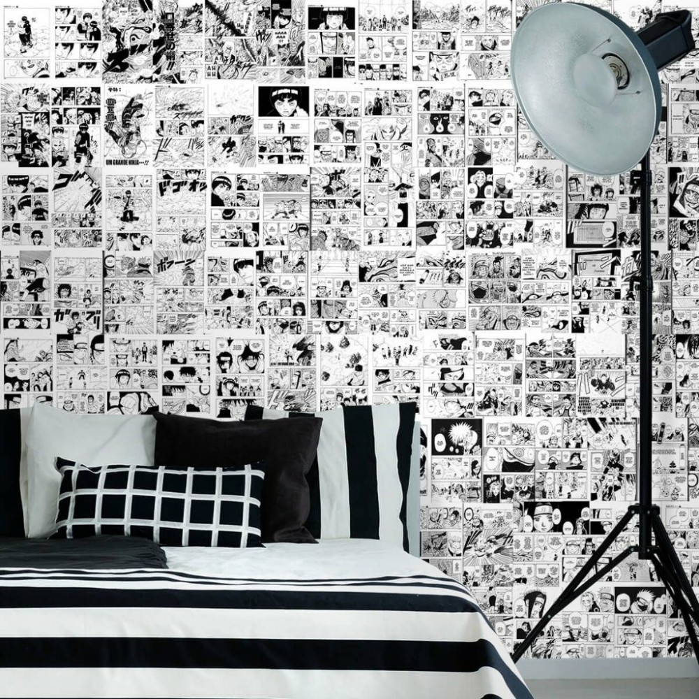 Papel de Parede Personalizado Naruto Anime Preto e Branco Papel de Parede Personalizado Naruto Anime Preto e Branco