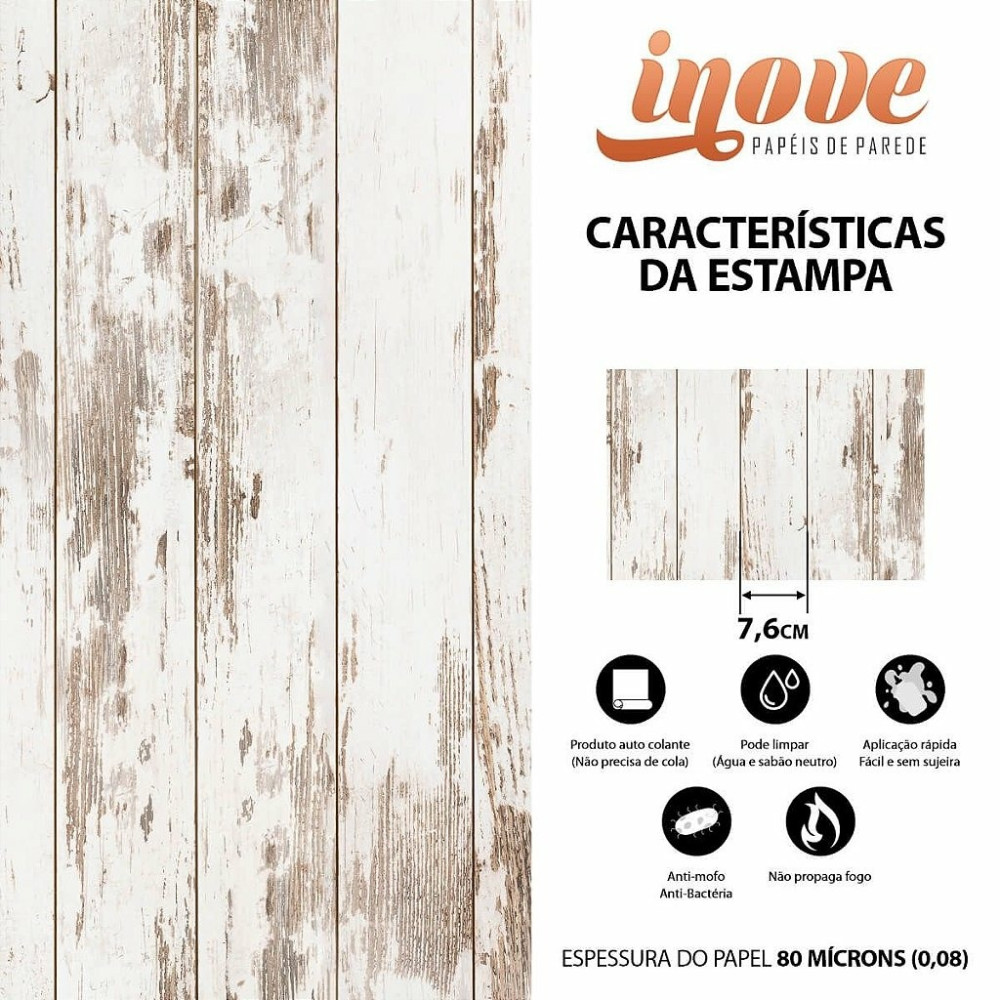 Papel de Parede Madeira Branca Rústica
