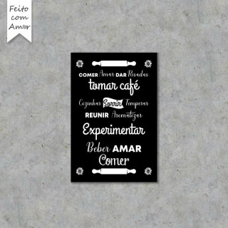 Placa Decorativa Beber, Amar, Comer