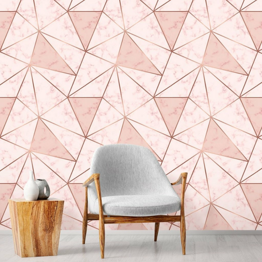 Papel de Parede Zara Pink Mármore Rose Gold