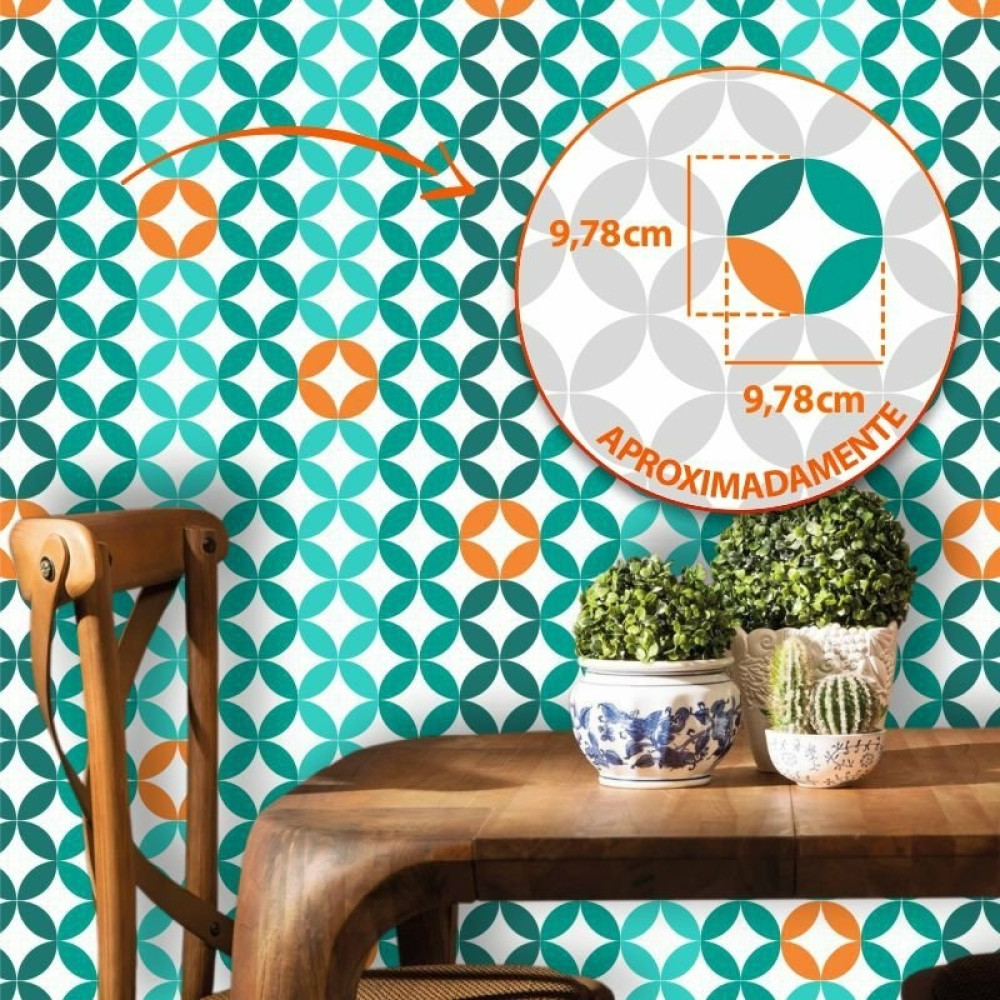 Papel de Parede Geométrico Verde e Laranja Papel de Parede Geométrico Verde e Laranja