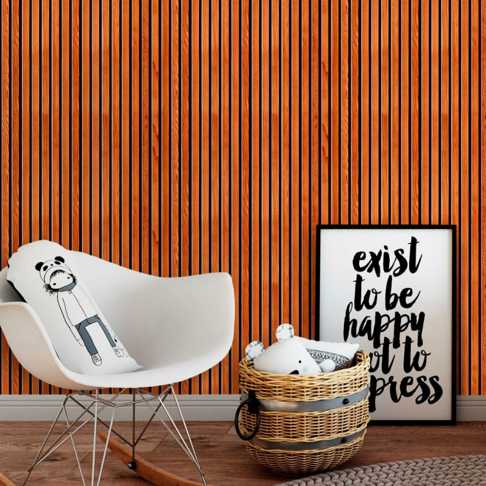 Papel de Parede Madeira Ripada Envernizada