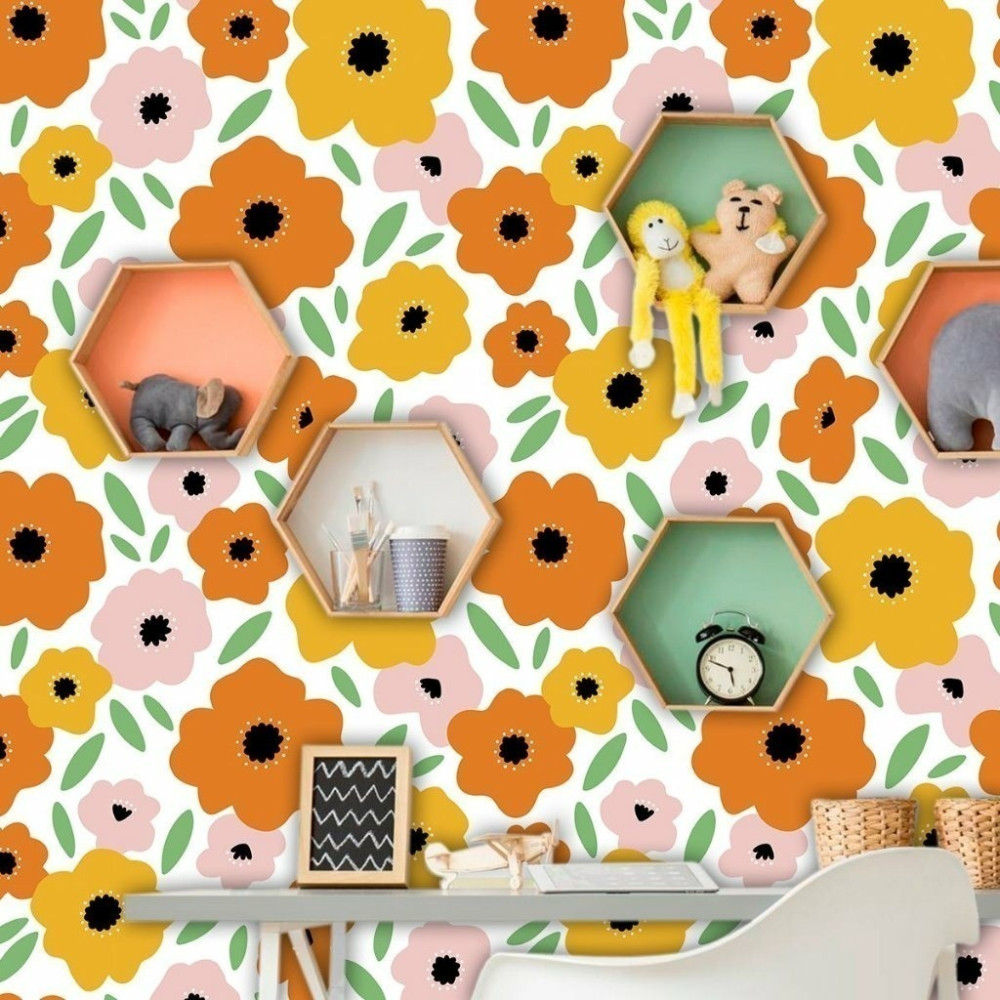 Papel De Parede Personalizado Florais Coloridos Papel De Parede Personalizado Florais Coloridos