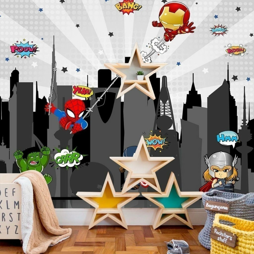 Papel de Parede Personalizado Heróis Cute Papel de Parede Personalizado Heróis Cute