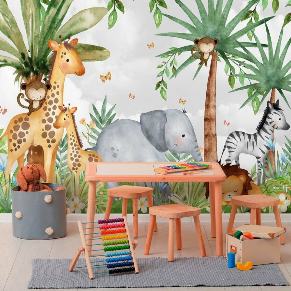 Papel De Parede Personalizado Safari Encantado Aquarela