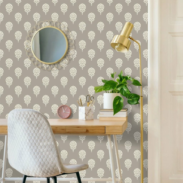 Papel de Parede Personalizado Arabesco Marrom