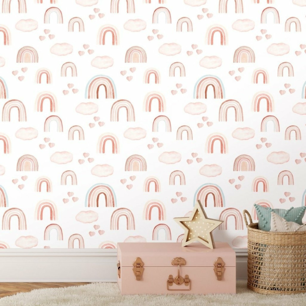 Papel de Parede Baby Arco Íris Aquarela