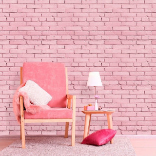 Papel de Parede Rosa Tijolos