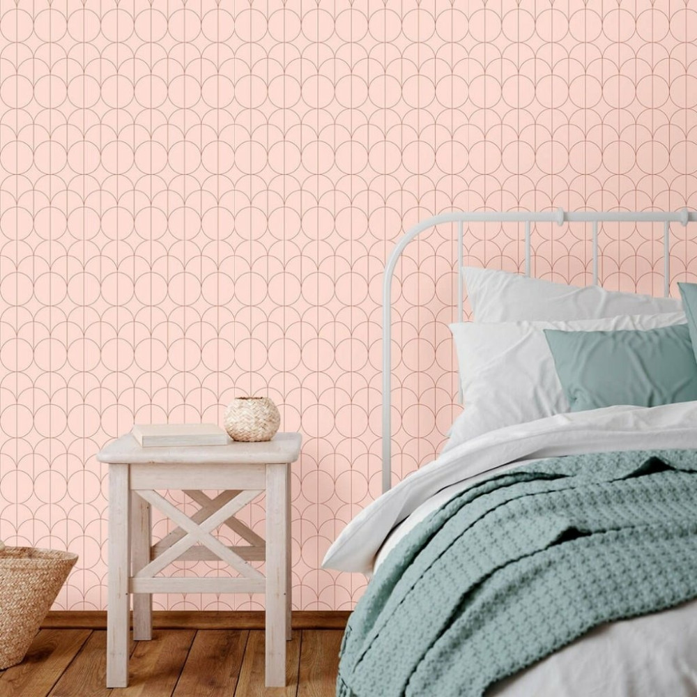 Papel de parede Geométrico Circular Rosa