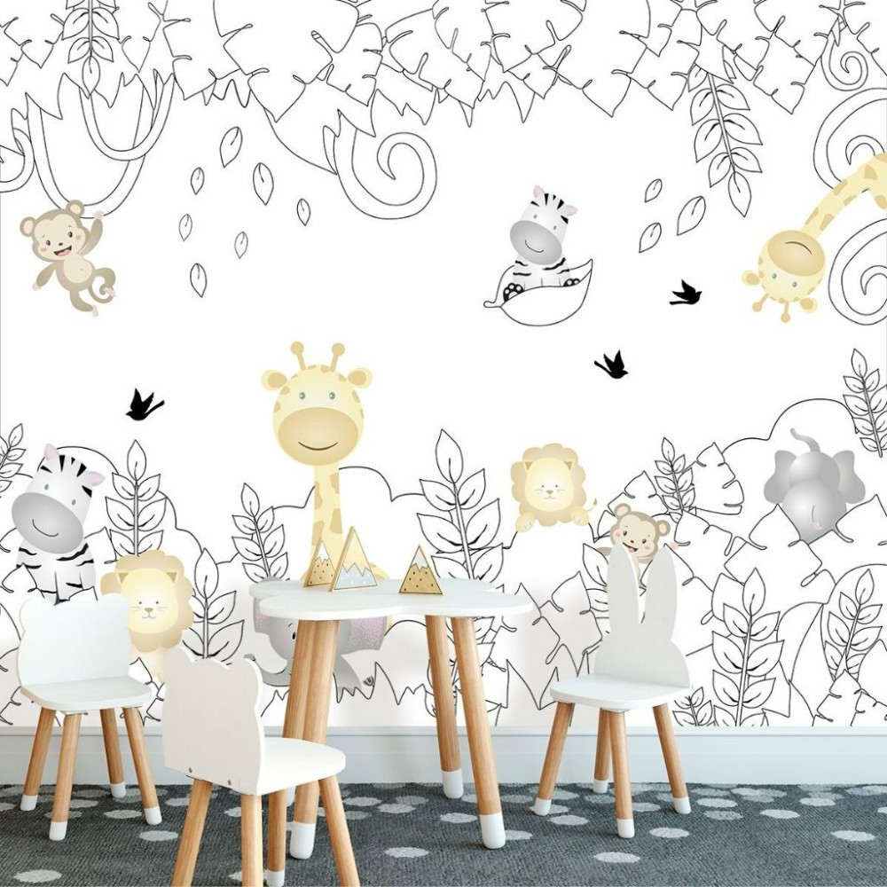 Papel de Parede Personalizado Safári Linhas Pretas