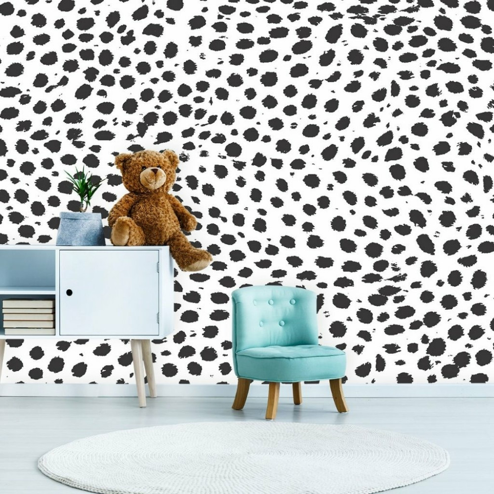 Papel De Parede Personalizado Branco Manchas Pretas