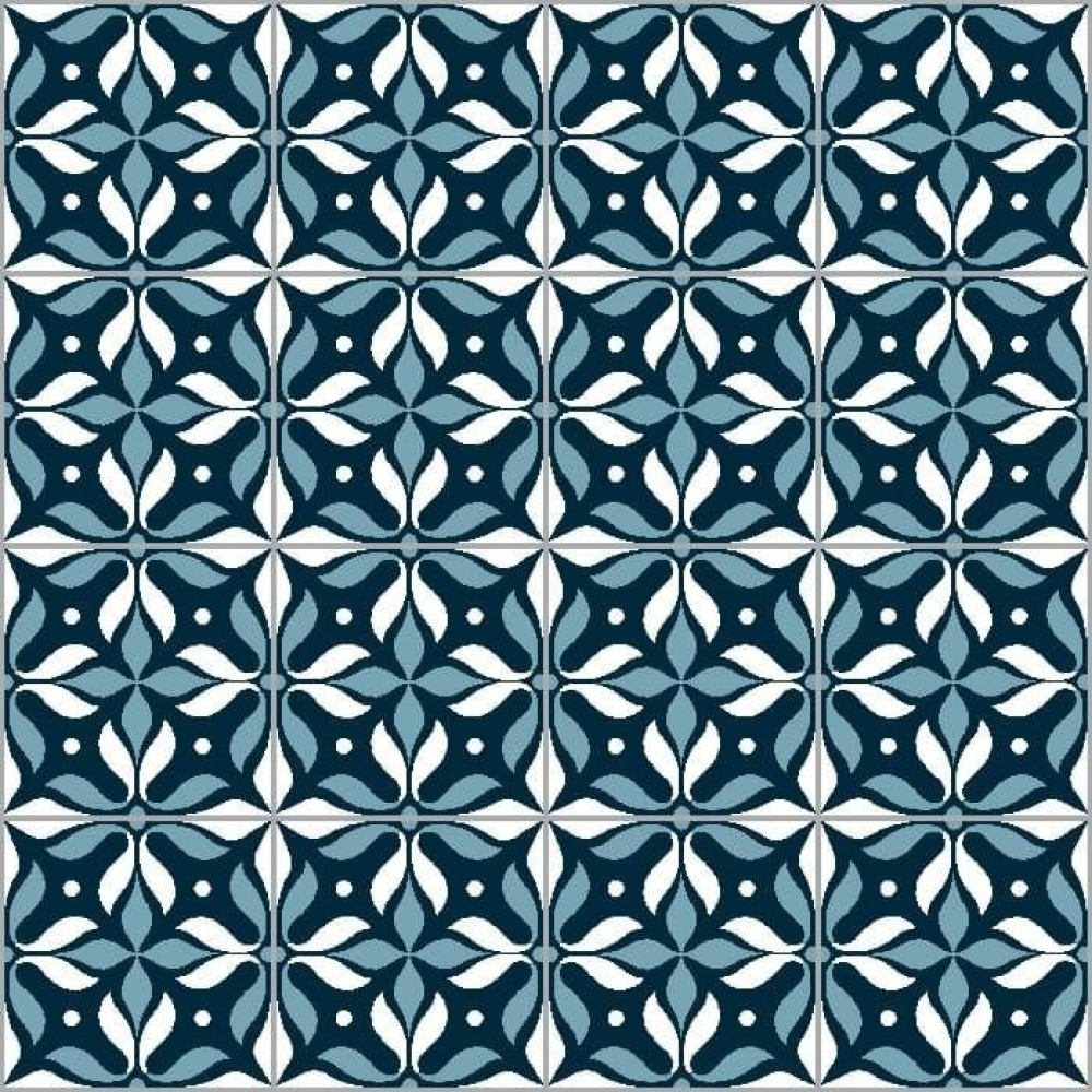 Papel de Parede Azulejo em Tons de Cinza e Azul