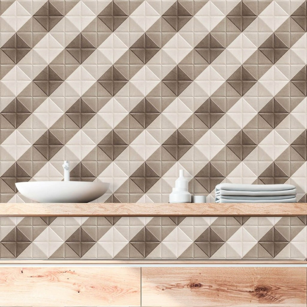 Papel de Parede Azulejo Xadrez Marrom