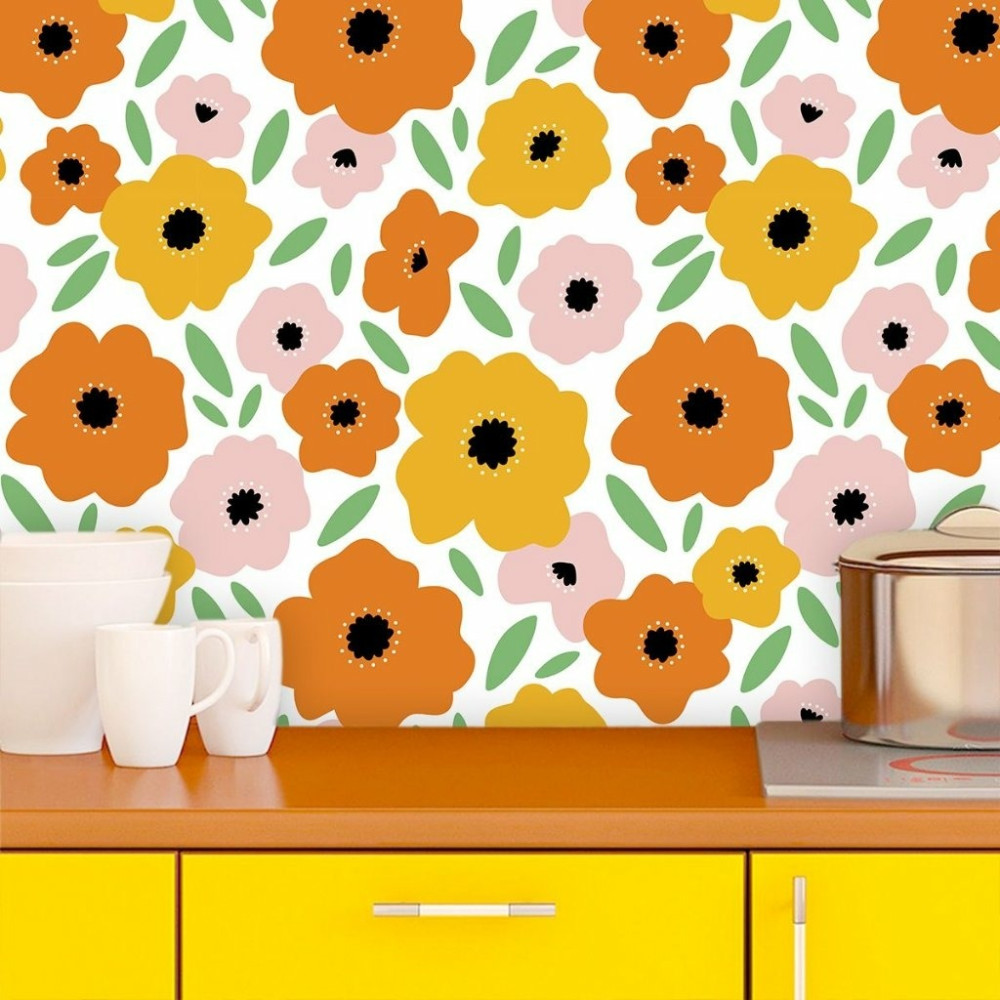 Papel De Parede Personalizado Florais Coloridos Papel De Parede Personalizado Florais Coloridos