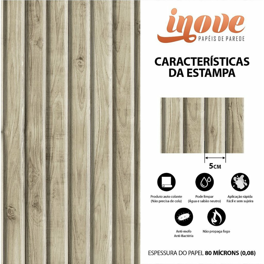 Papel de Parede Madeira Ripada Bambu