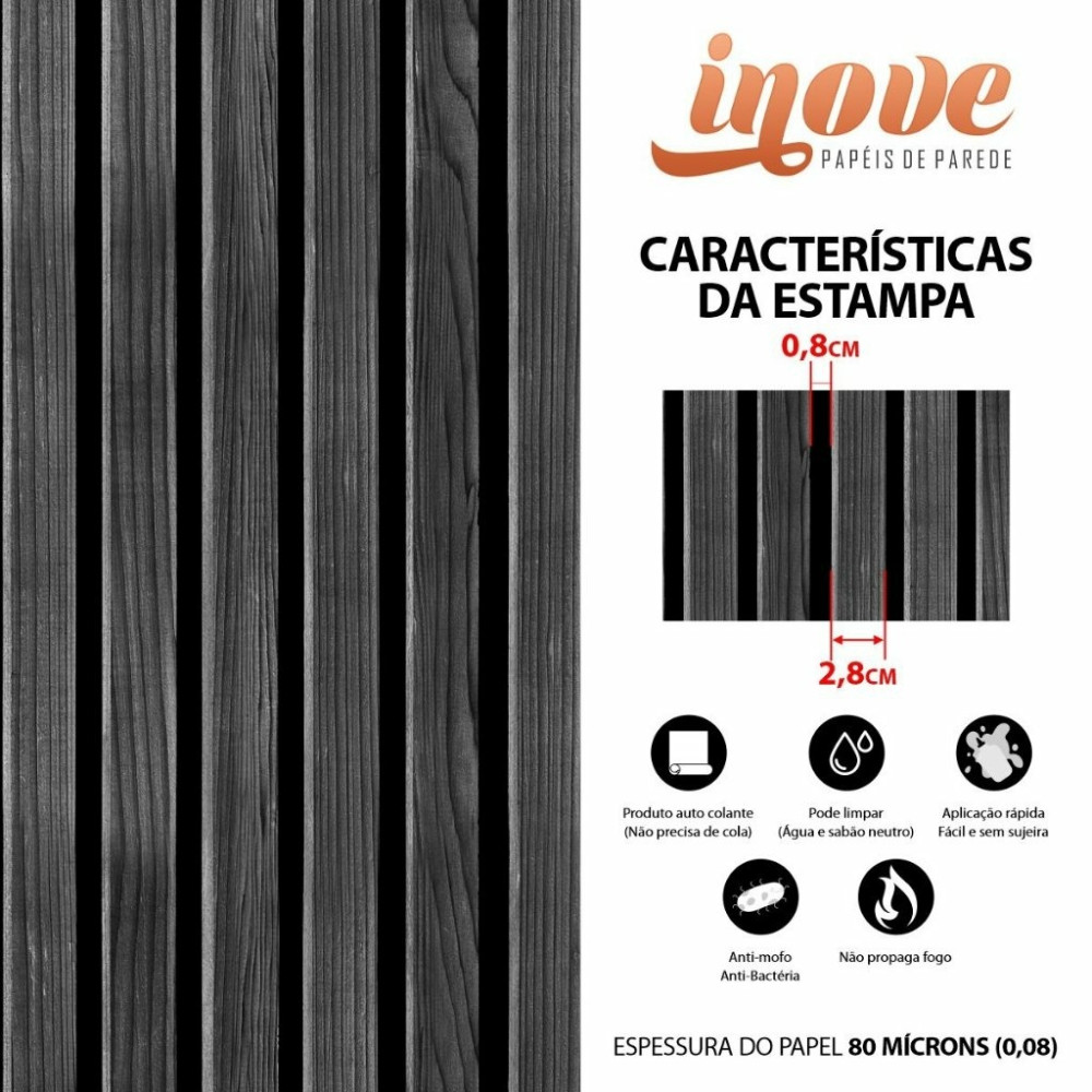 Papel de Parede Madeira Ripada Black