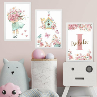 Kit de Placas Decorativas Floral Aquarela