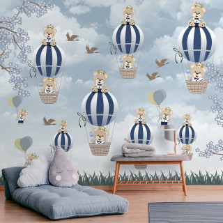 Papel De Parede Personalizado Ursinho Príncipe Balão