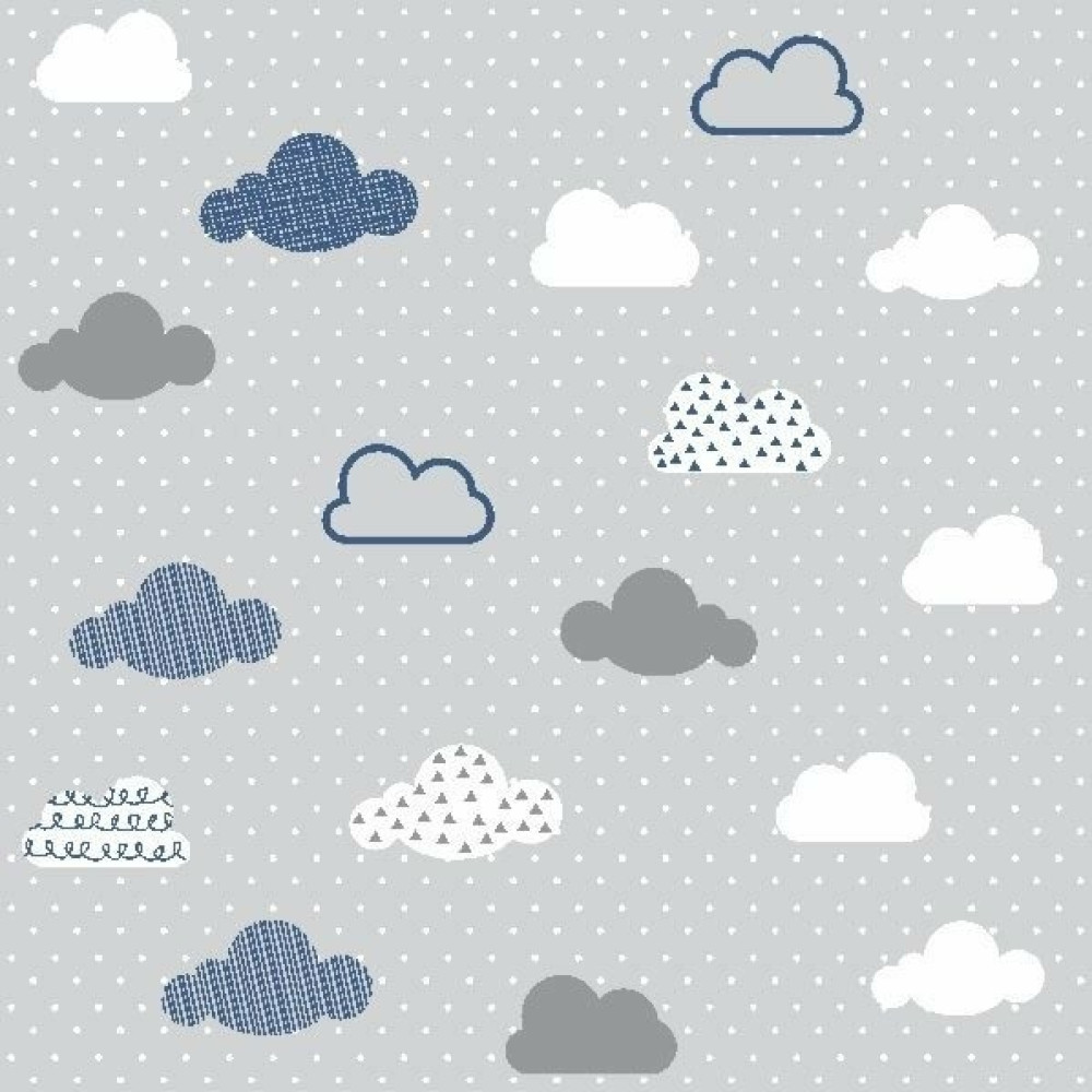 Papel de Parede Infantil Nuvens Cinza e Azul Papel de Parede Infantil Nuvens Cinza e Azul