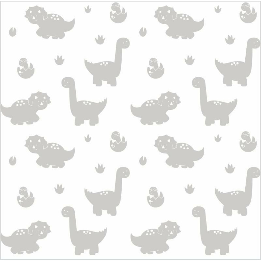 Papel de Parede Baby Dinossauros Cinza e Branco
